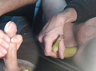 Big Cock Man in Car, Train His Anus with a Small Toy, then Insert H...
