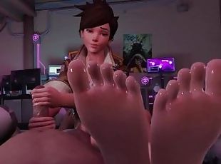Tracer Handjob with her Feet to Your Face (with sound) Overwatch 3d...