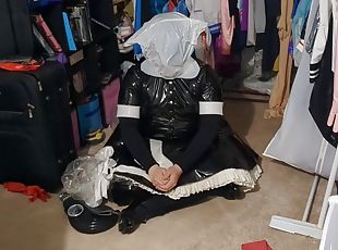 shemale, amatør, bdsm, morsom, fetisj, latex, alene, bondage, maske