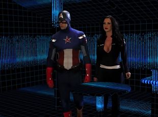 Busty brunette granted Captain America's huge dick for more than ju...