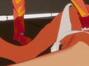 masturbieren, dilettant, anal-sex, spielzeug, creampie, anime, hentai, dildo, 3d, petite