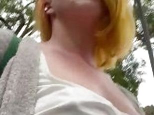 Enjoying a very Public Walk, with Bouncy Titties & Hard Nipples ???...