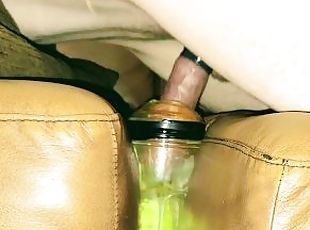 Blowing my 3rd and 4th cumshots in clear fleshlight moaning fucking...