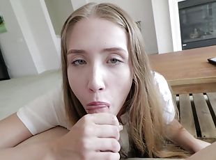 store-pupper, stor-pikk, tenåring, handjob, deepthroat, creampie, bil, pov, blond, fantasi