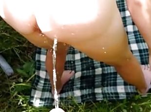 My hot stepmom Josie spreads her ass and I pee into it. Outdoor pis...