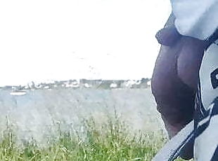 masturbation, utomhus, amatör, gay, avrunkning, kamera, strand, voyeur, kuk