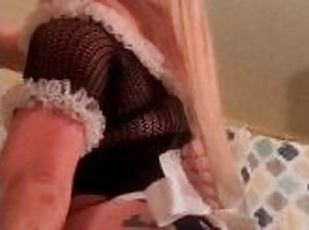 Pornstar GF In French Maid Fishnet Cosplay Outfit Ahegao Rossi Show...
