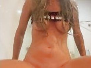 Blonde Teen Girl Hard Fast Sex in the Bathroom and Screams Loudly a...