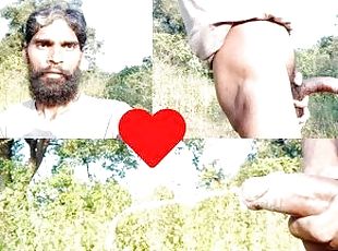 Beard men Rajesh Playboy 993 masturbating outdoor in the jungle, pu...
