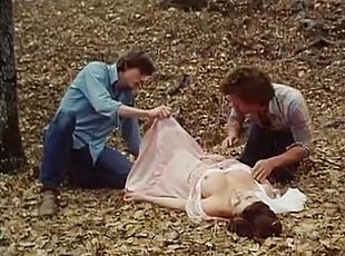 Horny Dude Fucks a Sexy Brunette Babe Outdoors in a Vintage Porn Scene