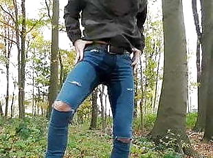 amatör, gay, jeans, skog