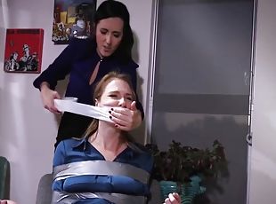 lesbisk, bdsm, strømper-stockings, fetisj, bondage, brunette, femdom, høye-heler