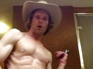 Horny Cowboy Steam Shower Cum