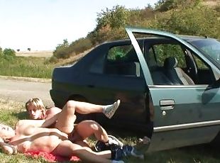 80 years old bitch gets screwed in the car