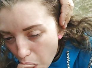 blowjob in the mountains from her beloved girl she gets a mouthful ...
