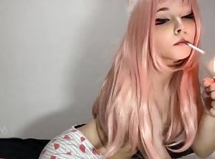 Egirl smoking on step dad, her human ashtray(full vid on my ManyVid...