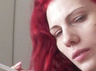 Redhead slut Karla Rose blows, licks ass and is getting fucked from...