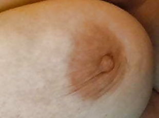 cumming on my wife's tits