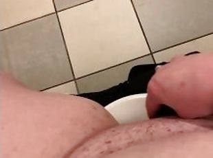 Cumming hard and fast in public bathroom