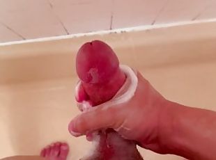 mandi, mastubasi, amatir, cumshot-keluarnya-sperma, homo, sentakkan, sperma, kecil-mungil, mandi-shower, seorang-diri