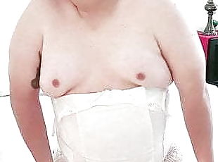 Chubbylingerie Sissy playing with my clit and tits