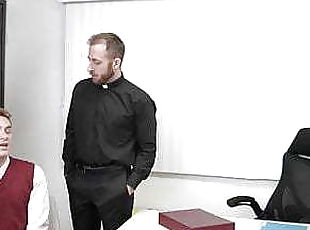 Naughty altar boy dildo drilled and 3way banged bareback