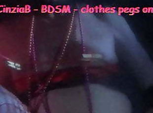 CinziaB - bdsm- clothes pegs on nips