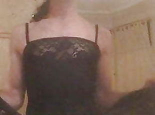 transsexuelle, amateur, mature, salope, bas, solo, fumer, petits-seins