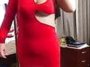 Deanna CD Doll in sexy asymmetrical dress & full body suit