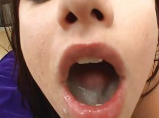 Pretty brunette with beautiful natural tits enjoying a hardcore interracial fuck