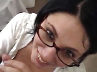 briller, babes, milf, hardcore, handjob, par, pov, brunette, cougar