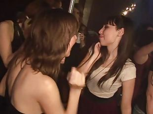 Tipsy pole swinging amateur teen strips at party to show her stiff ...