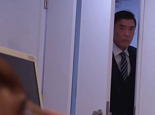 Attractive Japanese dame giving superb blowjob in the office in clo...