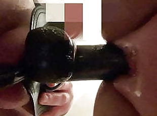 strap-on, fru, gigantisk-kuk, blandade-raser, svart, bbw, man, brittisk, dildo