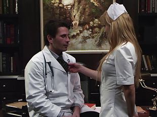 Lovely porn hottie Kayden Kross in nurse uniform sucks a horny physician