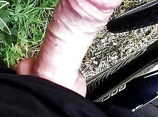 masturbation, en-plein-air, public, énorme-bite, gay, allemand, secousses, motard