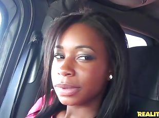 Nice ebony girl has an interracial sex for cash in POV video