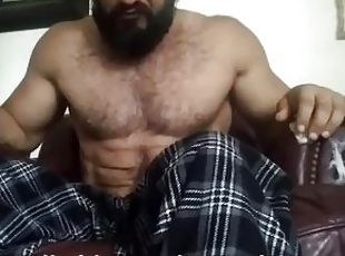 Hot Bodybuilder Masturbating in Chair