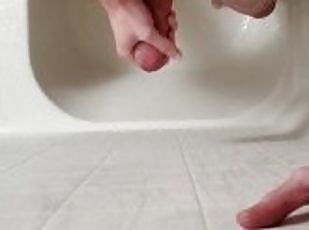 vannis, masturbatsioon, amatöör, sperma, dušš, soolo, munn