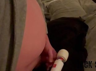 Daddy wears his cock ring and uses a wand to jack off to homemade p...