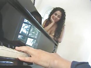 Busty Latina babe Angelica eats his cum after getting fucked