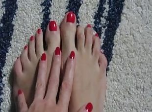 Really cute mani pedi - Lady Bellatrix flaunts her freshly pedicure...