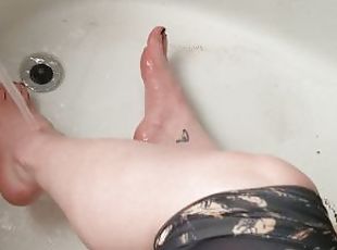 kupanje, amaterski, rob, stopala-feet, prljavo, pov, fetiš