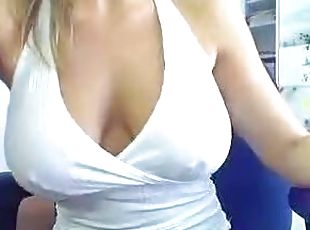 Hot Blonde Showing Her Big Natural Tits On A Webcam