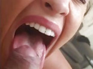 I put it in her mouth with her eyes closed and I cum inside, he swa...