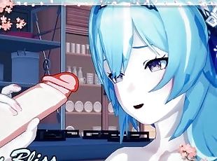 Eula gives a handjob before he cums in her mouth (Genshin Impact He...
