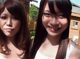 Japanese babes Yuma and Akubi gets fucked by one lucky dude