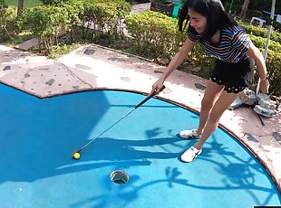 asiático, amador, adolescente, tai, golfe
