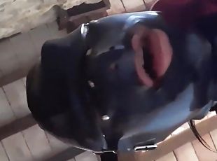 Amateur slave girl enjoys getting his throat fucked balls deep