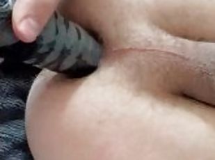 Shoving a 2 inch thick black dildo in my ass